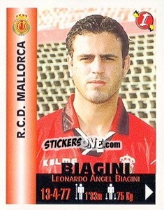 Cromo Leonardo Ángel Biagini - Euro Super Clubs 1999 - Panini