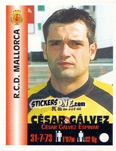 Cromo César Gálvez Espinar - Euro Super Clubs 1999 - Panini
