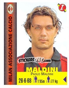 Sticker Paolo Maldini - Euro Super Clubs 1999 n. 214 - Panini
