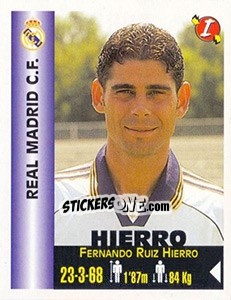 Sticker Fernando Ruiz Hierro - Euro Super Clubs 1999 - Panini