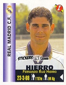 Sticker Fernando Ruiz Hierro - Euro Super Clubs 1999 n. 291 - Panini
