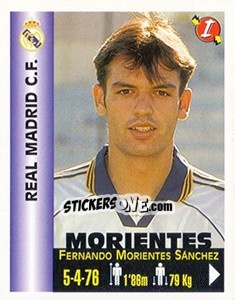 Sticker Fernando Morientes Sánchez - Euro Super Clubs 1999 n. 302 - Panini