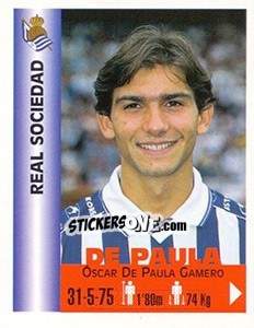 Cromo Óscar De Paula Gamero - Euro Super Clubs 1999 - Panini