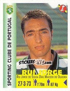 Sticker Rui Jorge de Sousa Días Macedo de Oliveira - Euro Super Clubs 1999 n. 327 - Panini