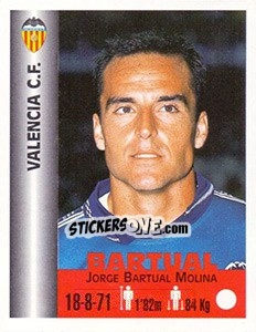 Cromo Jorge Bartual Molina - Euro Super Clubs 1999 - Panini