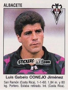 Cromo Luis Gabelo Conejo Jiménez (Albacete) - Liga Spagnola 1993-1994 - Panini