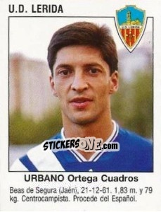 Cromo Urbano Ortega Cuadros (U.D. Lerida) - Liga Spagnola 1993-1994 - Panini