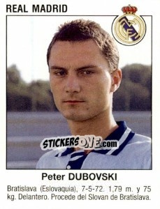 Figurina Peter Dubovsky (Real Madrid) - Liga Spagnola 1993-1994 - Panini