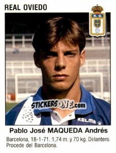 Cromo Pablo José Maqueda Andrés (Real Oviedo) - Liga Spagnola 1993-1994 - Panini