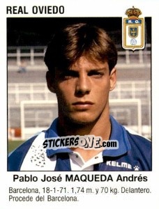 Sticker Pablo José Maqueda Andrés (Real Oviedo) - Liga Spagnola 1993-1994 n. 389 - Panini