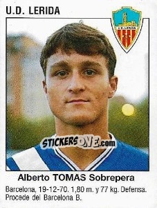 Sticker Albert Tomàs Sobrepera (U.D. Lerida) - Liga Spagnola 1993-1994 - Panini