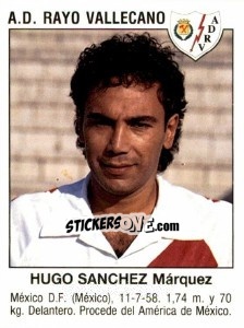 Sticker Hugo Sánchez Márquez (A.D. Rayo Vallecano) - Liga Spagnola 1993-1994 n. 396 - Panini
