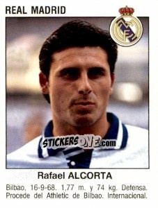 Sticker Rafael Alkorta Martínez (Real Madrid) - Liga Spagnola 1993-1994 - Panini