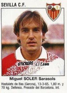 Cromo Miquel Soler Sarasols (Sevilla Futbol Club) - Liga Spagnola 1993-1994 - Panini