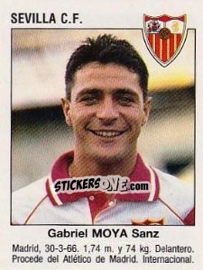 Cromo Gabriel Moya Sanz (Sevilla Futbol Club) - Liga Spagnola 1993-1994 - Panini