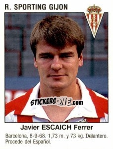 Sticker Xavier Escaich Ferrer (Real Sporting De Gijon) - Liga Spagnola 1993-1994 n. 405 - Panini
