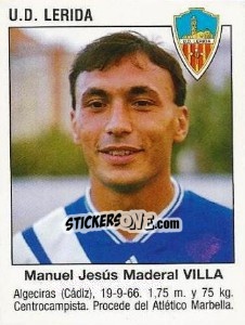 Cromo Manuel Jesús Maderal Villa (U.D. Lerida) - Liga Spagnola 1993-1994 n. 406 - Panini