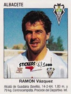 Sticker Ramón Vázquez García (Albacete) - Liga Spagnola 1993-1994 - Panini