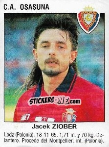 Sticker Jacek Ziober (Club Atletico Osasuna) - Liga Spagnola 1993-1994 - Panini