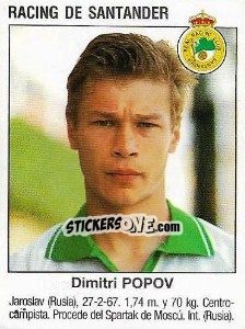 Sticker Dmitry Lvovich Popov (Real Racing Club De Santander) - Liga Spagnola 1993-1994 - Panini