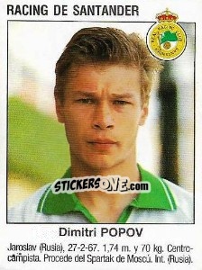 Sticker Dmitry Lvovich Popov (Real Racing Club De Santander) - Liga Spagnola 1993-1994 n. 428 - Panini