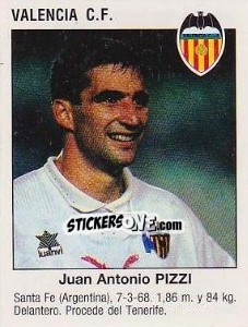 Sticker Juan Antonio Pizzi Torroja (Valencia Club De Futbol) - Liga Spagnola 1993-1994 - Panini