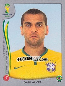 Sticker Dani Alves - FIFA World Cup Brazil 2014. Platinum edition n. 37 - Panini