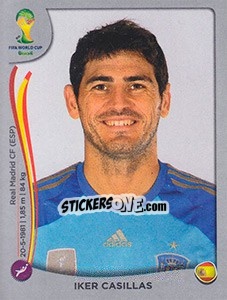 Sticker Iker Casillas - FIFA World Cup Brazil 2014. Platinum edition n. 110 - Panini