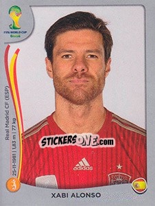 Sticker Xabi Alonso - FIFA World Cup Brazil 2014. Platinum edition n. 116 - Panini