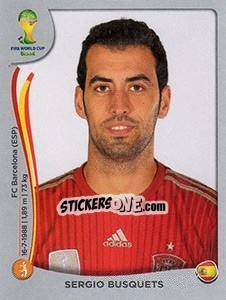 Sticker Sergio Busquets - FIFA World Cup Brazil 2014. Platinum edition n. 117 - Panini