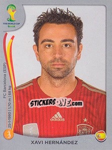 Sticker Xavi Hernández - FIFA World Cup Brazil 2014. Platinum edition n. 118 - Panini