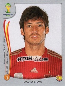 Sticker David Silva - FIFA World Cup Brazil 2014. Platinum edition n. 121 - Panini