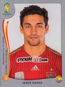 Sticker Jesús Navas - FIFA World Cup Brazil 2014. Platinum edition n. 122 - Panini