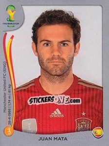 Sticker Juan Mata - FIFA World Cup Brazil 2014. Platinum edition n. 123 - Panini