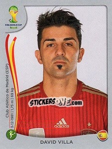 Figurina David Villa - FIFA World Cup Brazil 2014. Platinum edition - Panini