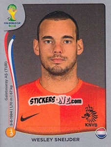Sticker Wesley Sneijder - FIFA World Cup Brazil 2014. Platinum edition - Panini
