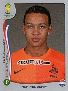 Sticker Memphis Depay - FIFA World Cup Brazil 2014. Platinum edition n. 141 - Panini
