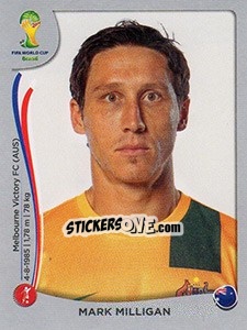 Sticker Mark Milligan - FIFA World Cup Brazil 2014. Platinum edition n. 170 - Panini