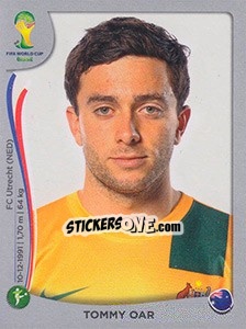 Sticker Tommy Oar - FIFA World Cup Brazil 2014. Platinum edition - Panini