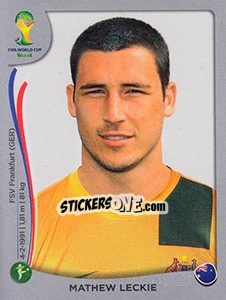 Sticker Mathew Leckie - FIFA World Cup Brazil 2014. Platinum edition n. 182 - Panini