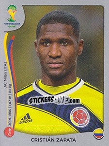 Sticker Cristian Zapata - FIFA World Cup Brazil 2014. Platinum edition n. 188 - Panini