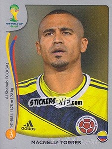 Sticker Macnelly Torres - FIFA World Cup Brazil 2014. Platinum edition n. 197 - Panini