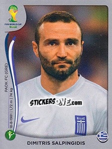 Sticker Dimitris Salpingidis - FIFA World Cup Brazil 2014. Platinum edition - Panini
