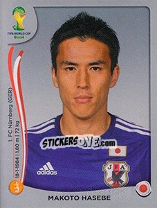 Sticker Makoto Hasebe - FIFA World Cup Brazil 2014. Platinum edition n. 252 - Panini