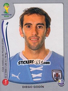 Sticker Diego Godin - FIFA World Cup Brazil 2014. Platinum edition n. 264 - Panini