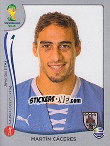 Sticker Martín Cáceres - FIFA World Cup Brazil 2014. Platinum edition n. 266 - Panini