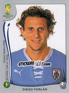 Sticker Diego Forlan - FIFA World Cup Brazil 2014. Platinum edition n. 276 - Panini
