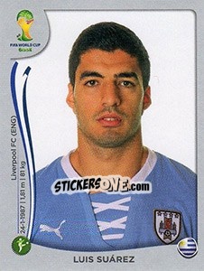 Sticker Luis Suarez - FIFA World Cup Brazil 2014. Platinum edition n. 278 - Panini