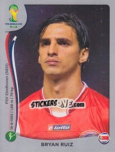 Sticker Bryan Ruiz - FIFA World Cup Brazil 2014. Platinum edition n. 295 - Panini