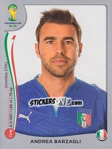 Sticker Andrea Barzagli - FIFA World Cup Brazil 2014. Platinum edition n. 320 - Panini